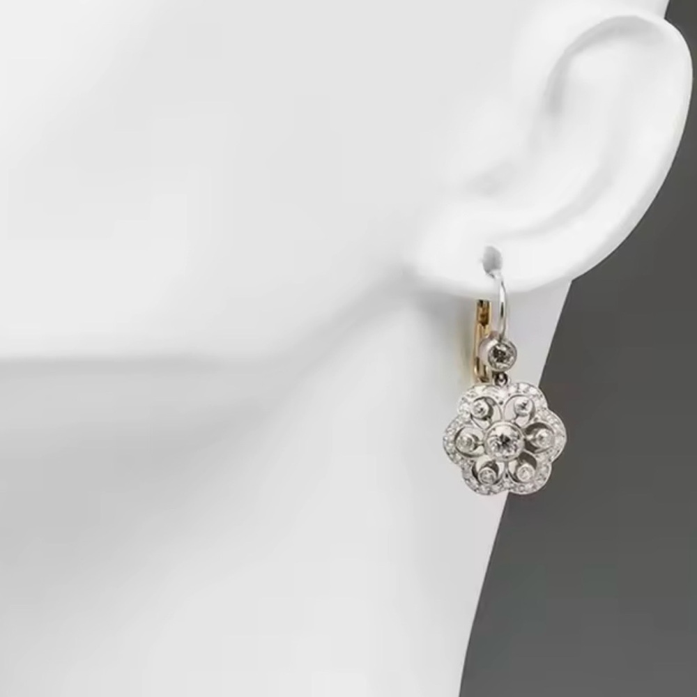 NEW Elegant Silver and Gold Floral Earrings
